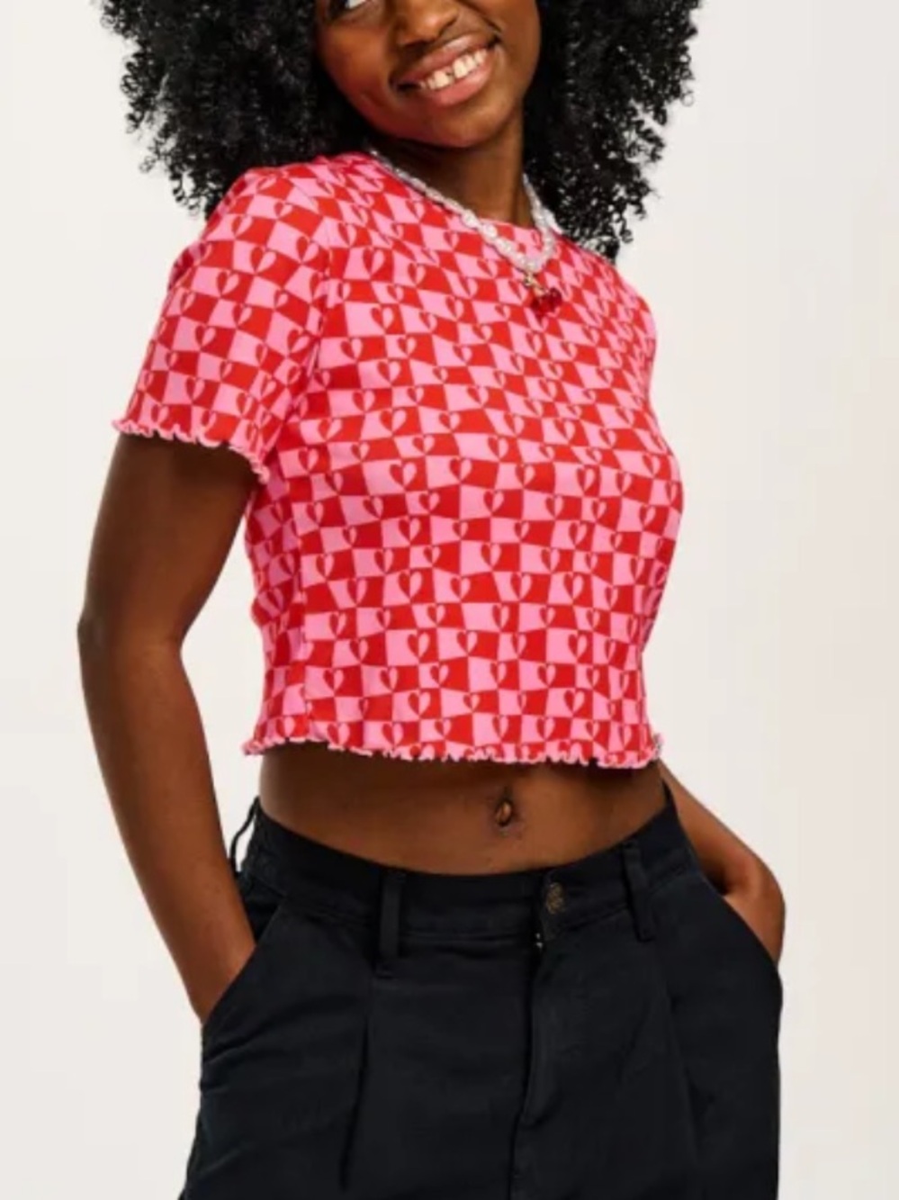 Lucy & Yak Colorful Retro Print Crop Top Organic Cotton Shirt Medium M